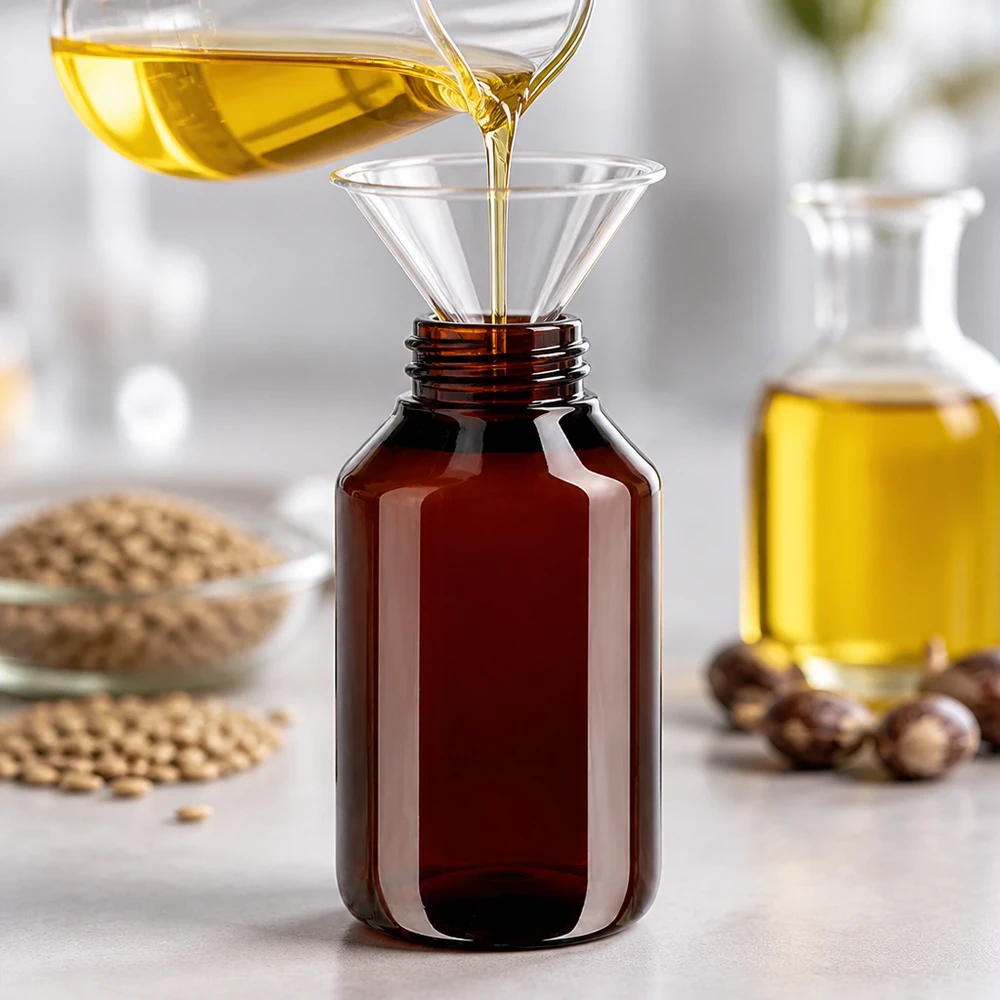 50 ml PET medicijnfles met verstuiver zwart GCMI 28/410 incl. dop transparant, standaard Ronde PET-fles van 50 ml, bruin, met OV-sluiting, UV-bestendig voor gevoelige oliën