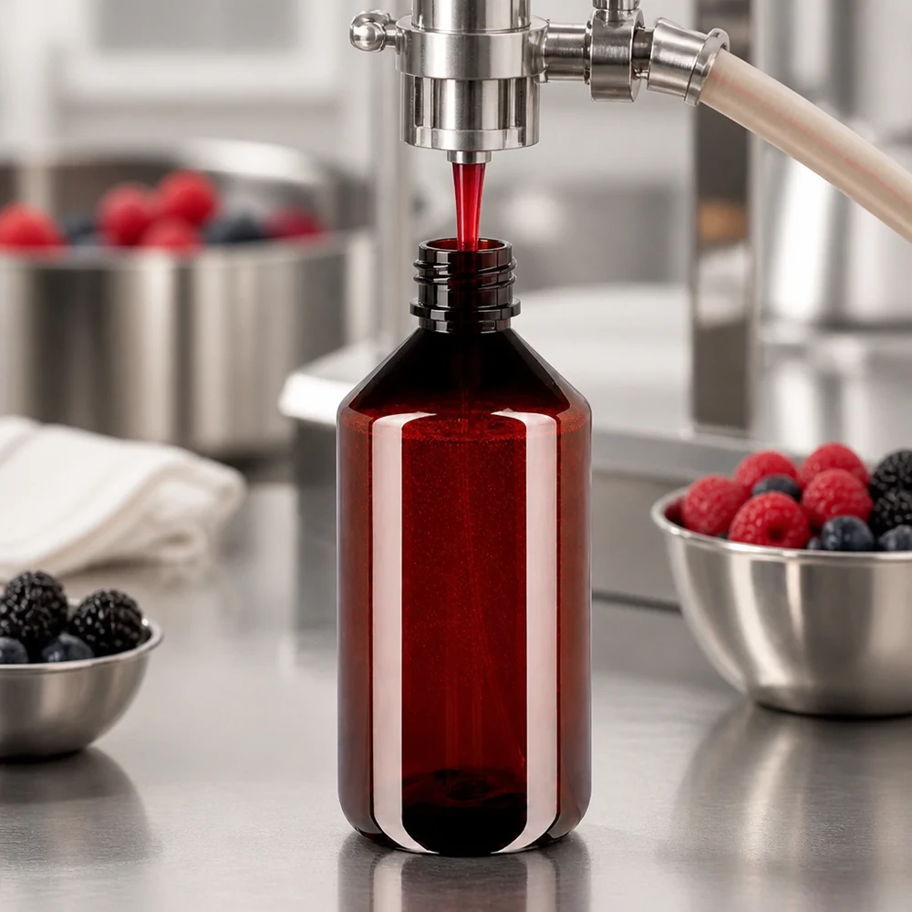 Lichtbestendige PET-fles van 750 ml, bruin, met zwarte verstuiver, geschikt voor fruitextracten