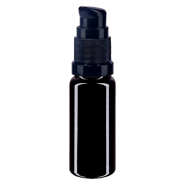 Violet glas fles 10 ml met pompsluiting zwart Violet glas fles 10 ml met pompsluiting zwart