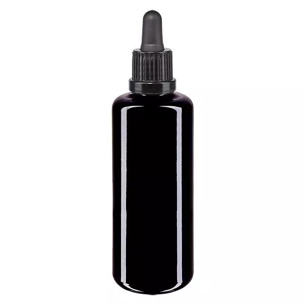 Apothekersfles viol. 50ml pipet zwart OV Apothekersfles viol. 50ml pipet zwart OV