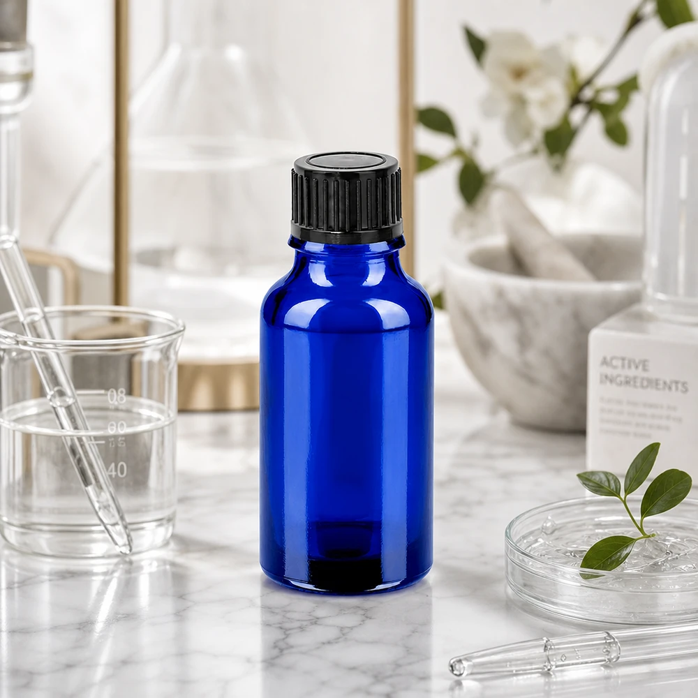 Laboratoriumkwaliteit 20ml fles BlueLine serie met standaard 11mm schroefdraad zwart