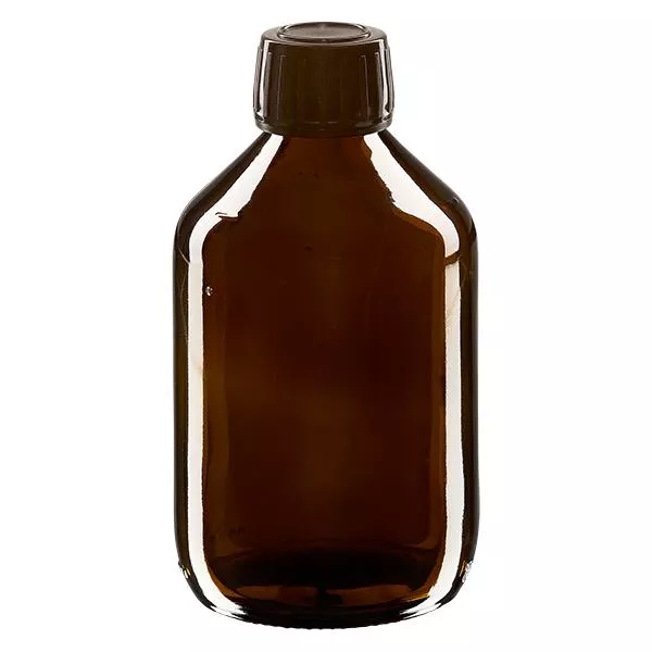 300ml Euro-medicijnfles bruin met bruine schroefsluiting VR