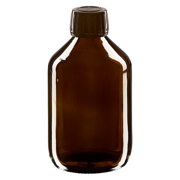 300ml Euro-medicijnfles bruin met bruine schroefsluiting VR 300ml Euro-medicijnfles bruin met bruine schroefsluiting VR