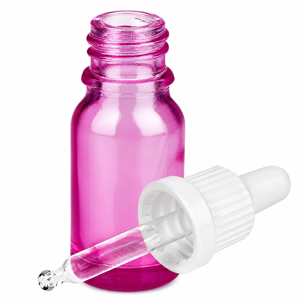 Roze smaakfles 10ml met lange pipetbuis voor nauwkeurig doseren OV PurpleLine