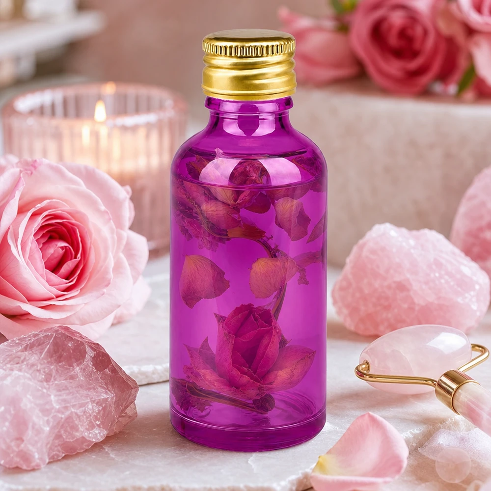 50ml flacon 11mm schroefdop aluminium gouden standaard PurpleLine. UT18/50 Handig 50ml flesje van UV-beschermend glas met goudkleurige metalen dop voor oliën van hoge kwaliteit