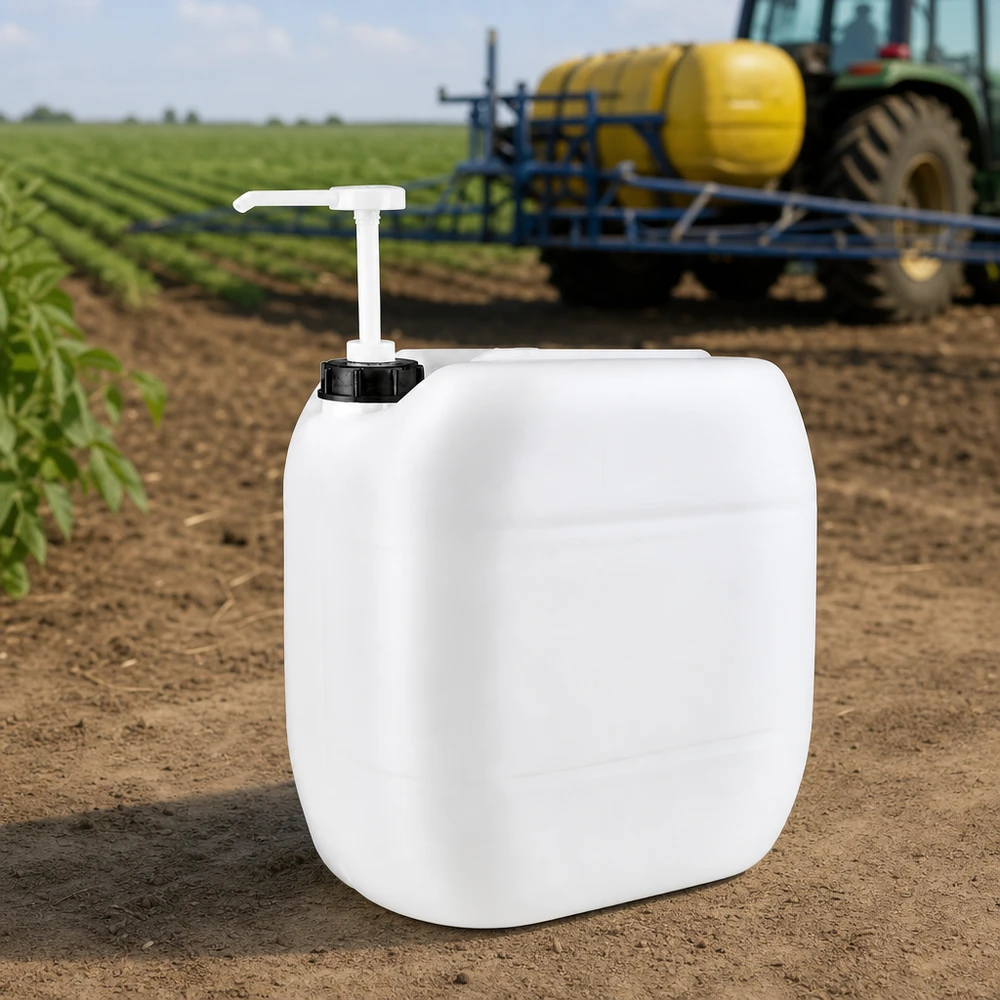 Jerrycan met doseerpomp van 30 liter voor het nauwkeurig doseren van meststoffen en landbouwchemicaliën