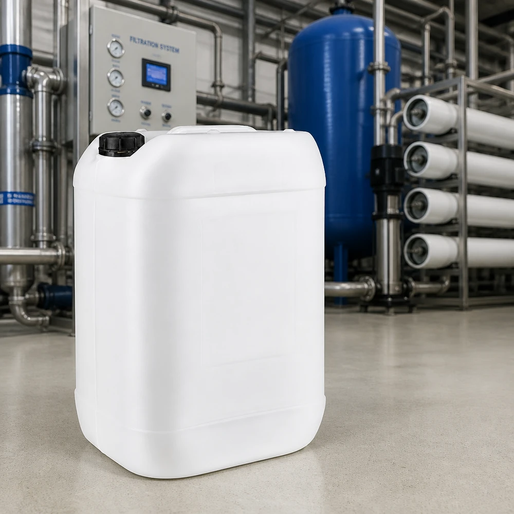 Doorzichtige rechthoekige jerrycan van 25 liter met fraudebestendige schroefdop van polyethyleen