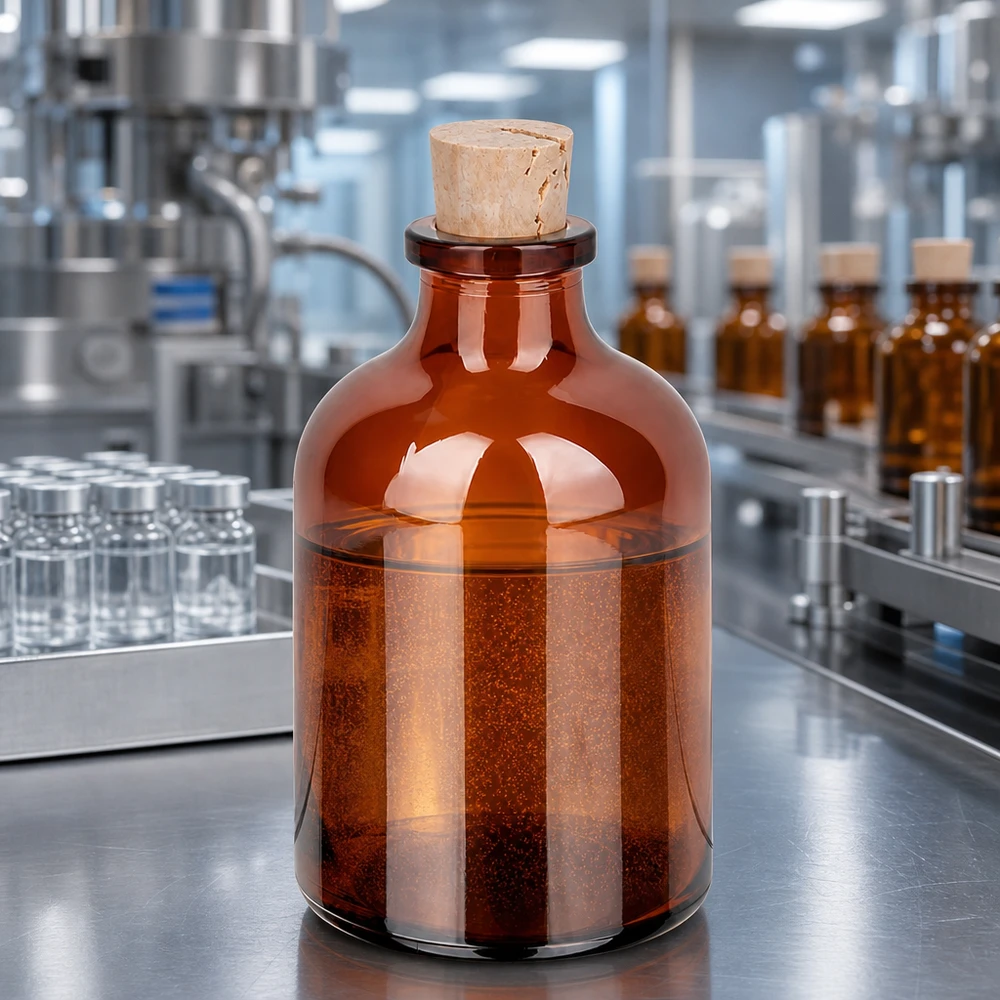 Injectiefles bruin glas 50ml met kurk 11/14mm Braunglasflasche mit Korkstopfen 50ml zur sicheren Aufbewahrung organischer Lösungsmittel