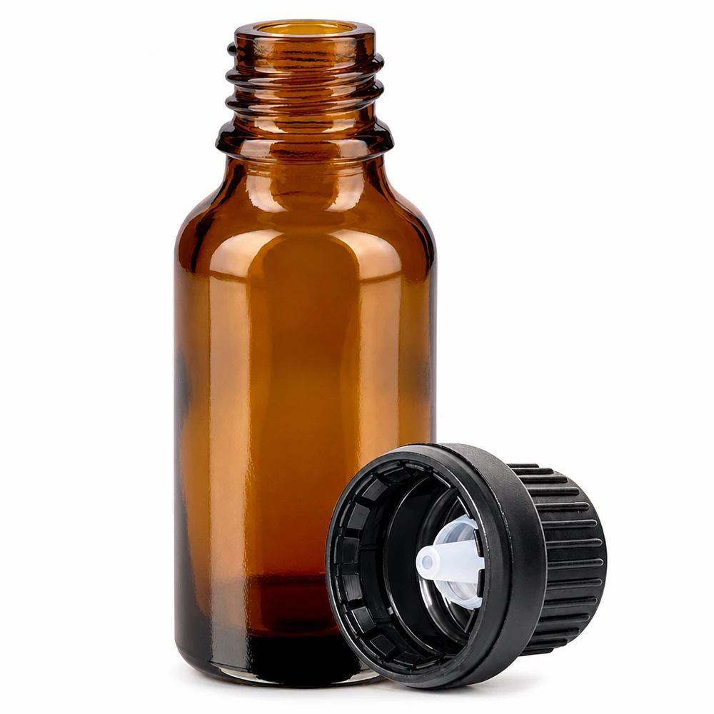 10ml glazen flacon met zwarte druppeldop ideaal voor cosmetica en natuurgeneeskunde