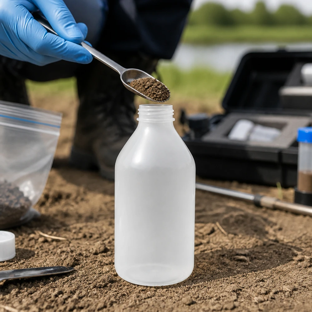 Nauwe hals laboratoriumfles 500ml zonder sluiting 500 ml plastic fles met smalle hals zonder dop voor geologisch veldwerk aan het water