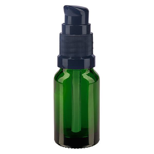 Groenen glazen flessen 10ml met zwart pompsluiting Groenen glazen flessen 10ml met zwart pompsluiting