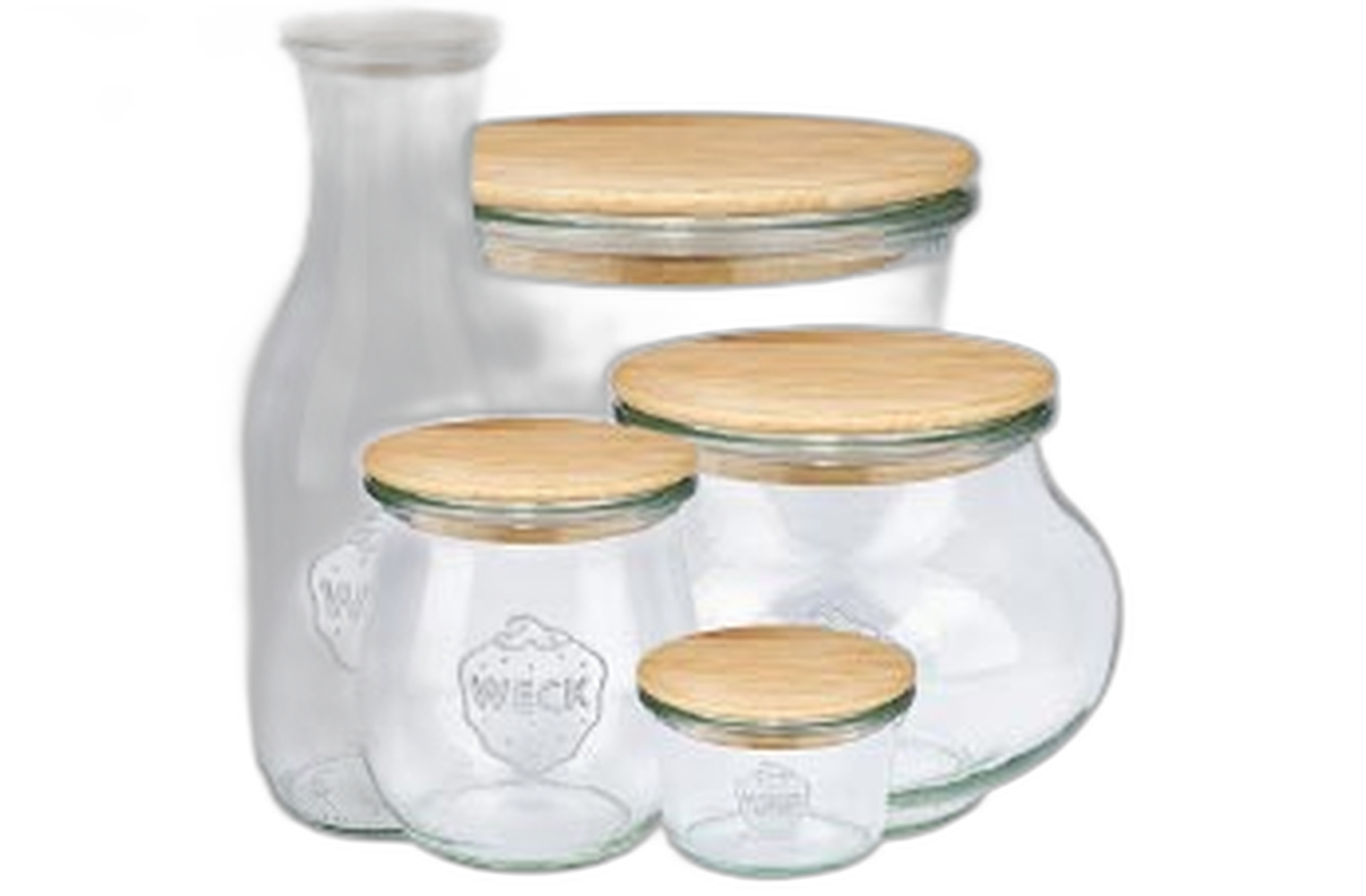 Weckpotten met houten deksels