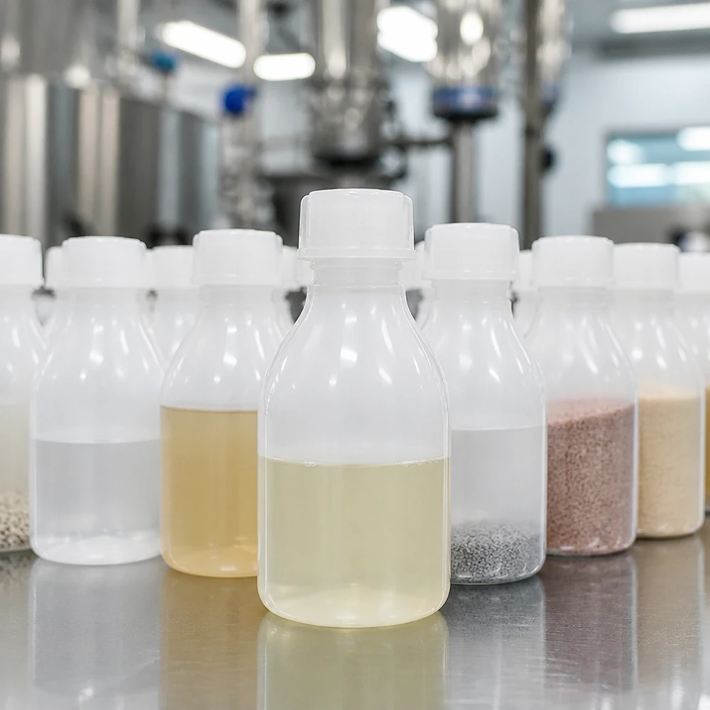 Nauwe hals laboratoriumfles 30ml met schroefsluiting Fles met smalle hals van 30 ml met vaste stoffen en vloeibare monsters in een professionele laboratoriumomgeving