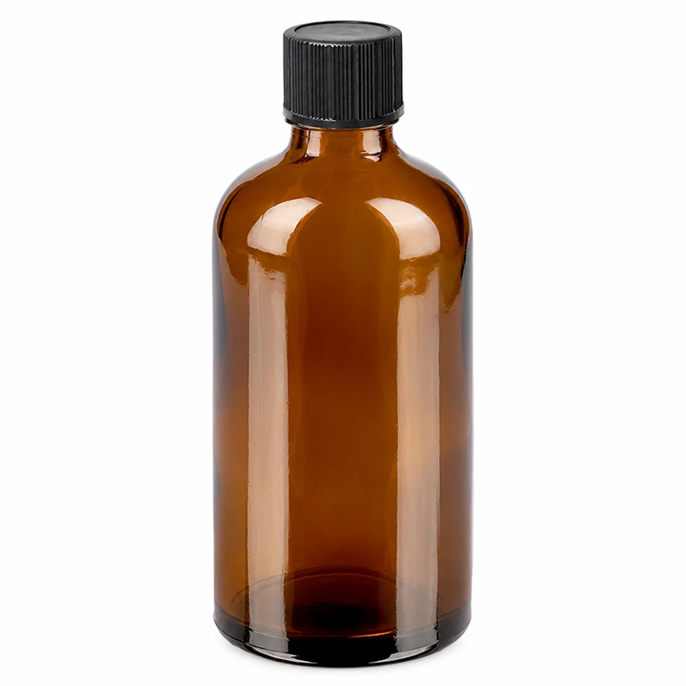 100ml druppelfles 1mm zwart STD BrownLine UT18/100 UV-beschermende glazen fles 100ml amberkleurig met zwarte druppeldop