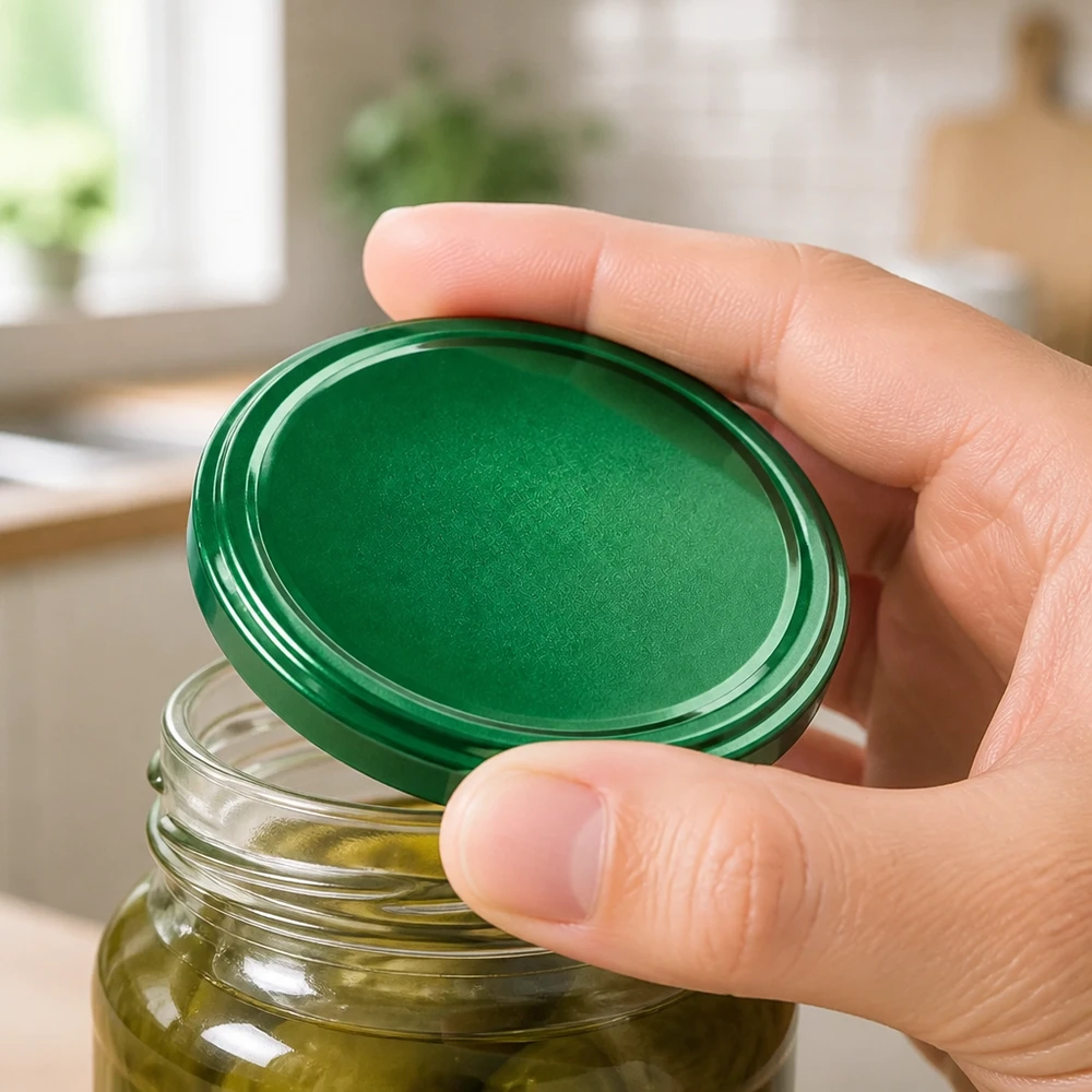 82mm BasicSeal deksel groen (TO82) UNiTWIST Ronde groene inmaakdeksel 82 mm BasicSeal TO82 van metaal van UNiTWIST