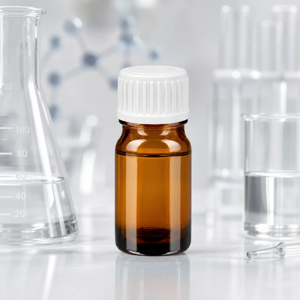 5 ml druppelflesje van hoogwaardig amberkleurig glas met UV-bescherming voor lichtgevoelige stoffen