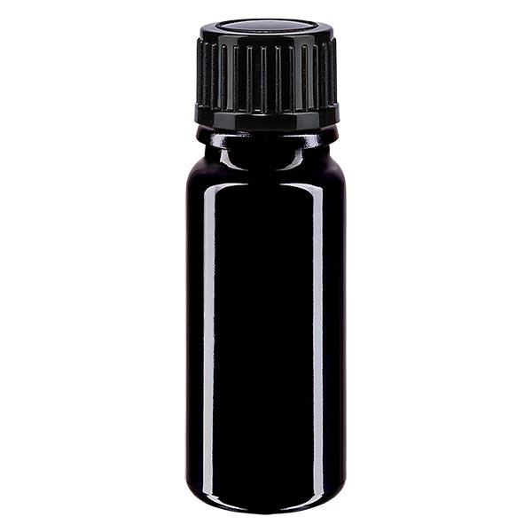 Violetglas fles 10ml DIN 18 met zwart schroefsluitig St Violetglas fles 10ml DIN 18 met zwart schroefsluitig St