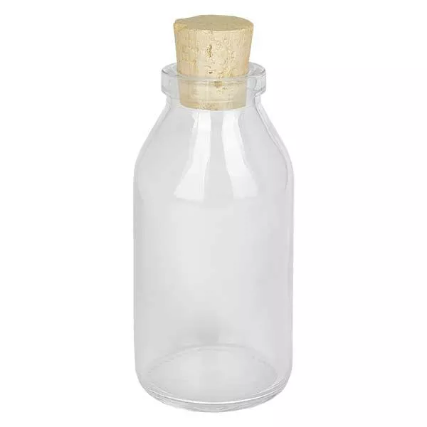 Kurkfles Round 100ml helder, opening 22 mm, incl. kurk 22/26