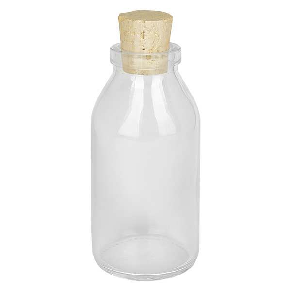 Kurkfles Round 100ml helder, opening 22 mm, incl. kurk 22/26 Kurkfles Round 100ml helder, opening 22 mm, incl. kurk 22/26