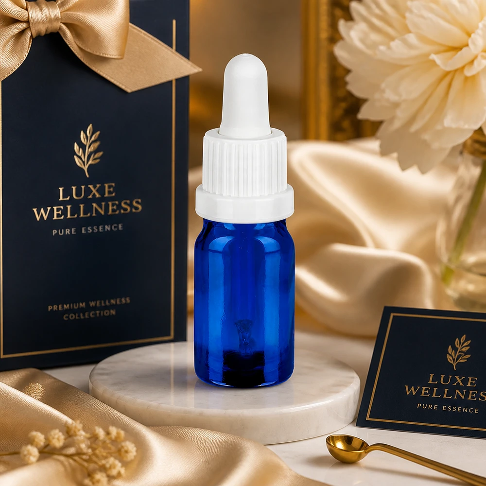 Premium pipetfles 5ml van lichtbeschermend glas met ergonomische witte druppeldop