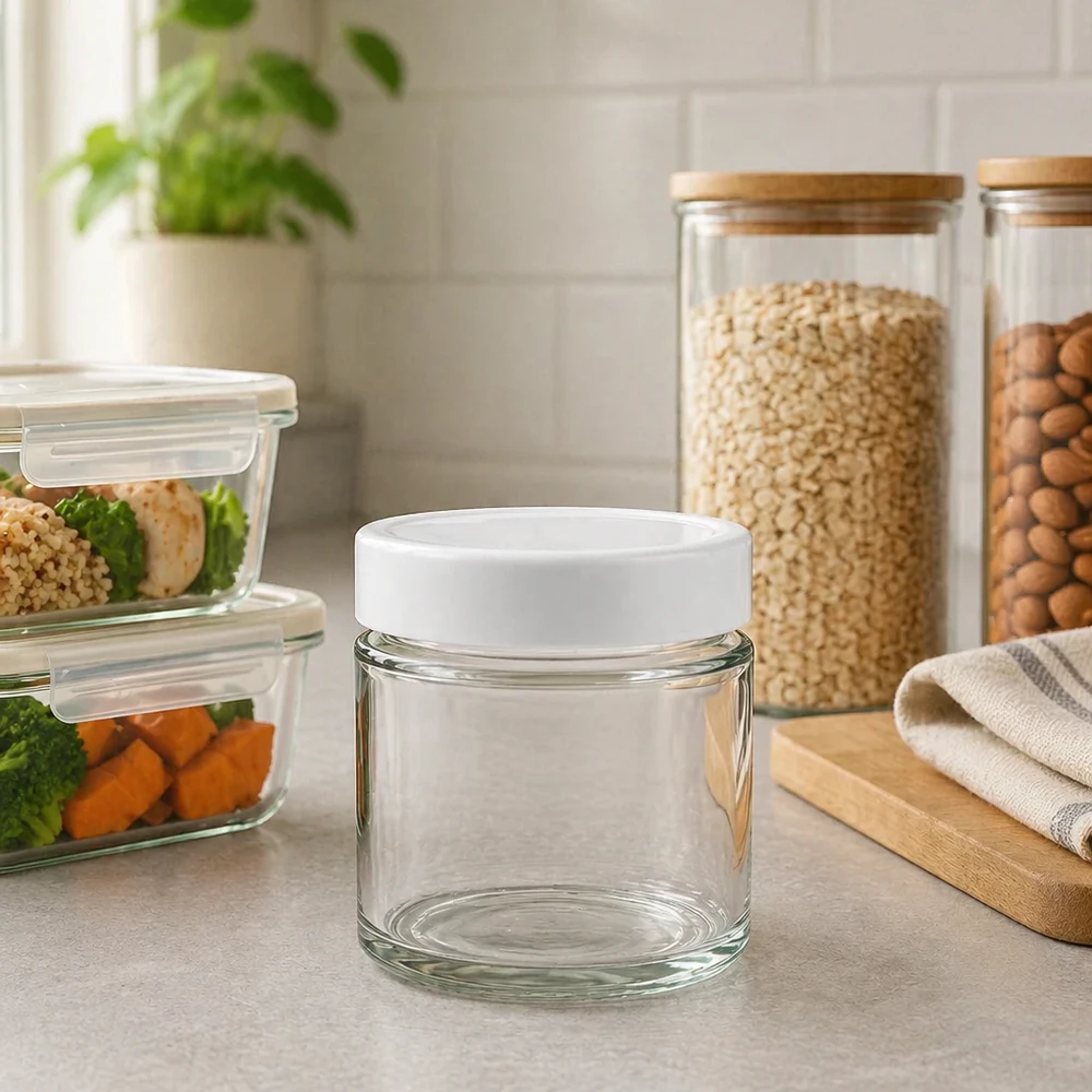 135ml rond glas met BasicSeal deksel wit deep UNiTWIST 135ml ronde pot BasicSeal deksel wit in Keukenbenodigdheden Maaltijdcontainer Opbergblikken Keuken Organisatie