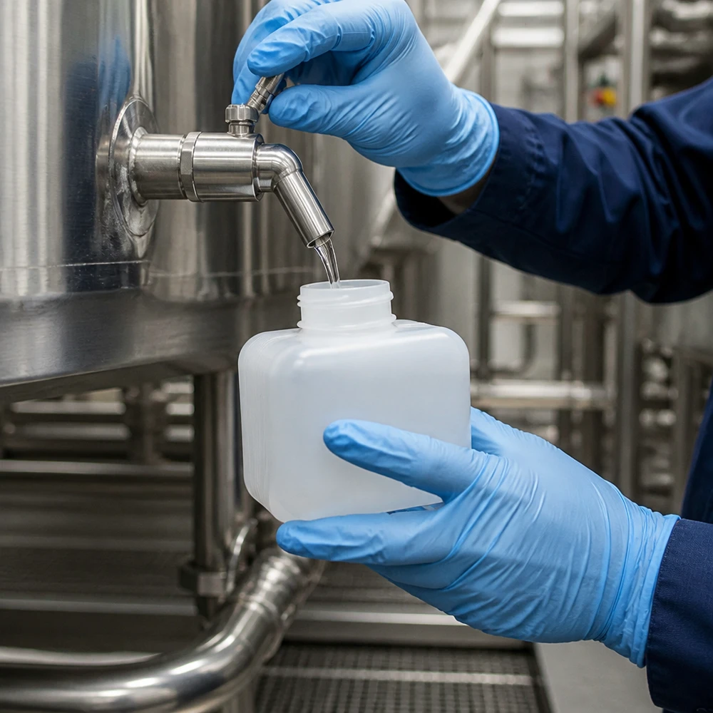 PE-HD-fles voor chemicaliën, 250 ml, smalle hals, doorschijnend, voor agressieve vloeistoffen, industrieel gebruik