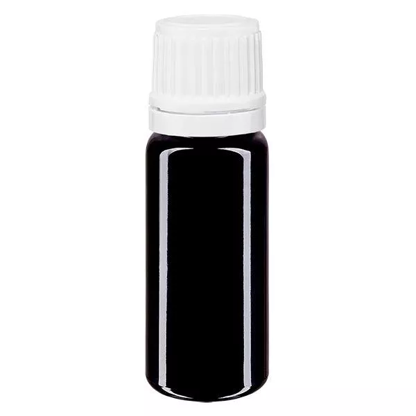 Violetglas fles 10ml DIN 18 met wit druppelsluitig 1.2mm VR Violetglas fles 10ml DIN 18 met wit druppelsluitig 1.2mm VR