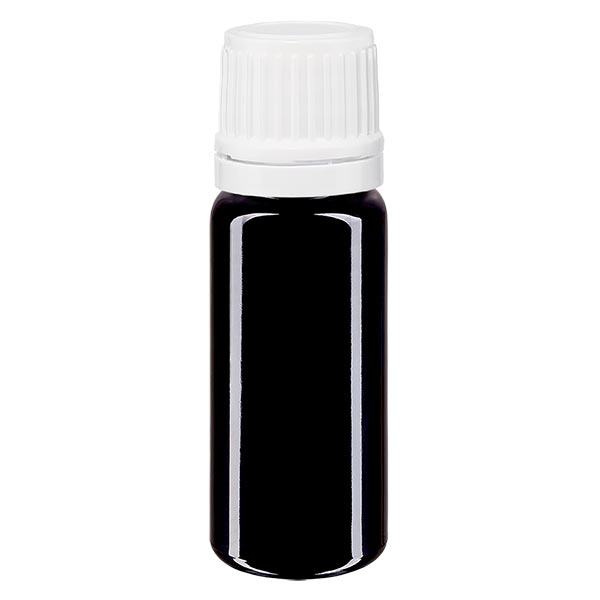 Violetglas fles 10ml DIN 18 met wit druppelsluitig 1.2mm VR Violetglas fles 10ml DIN 18 met wit druppelsluitig 1.2mm VR