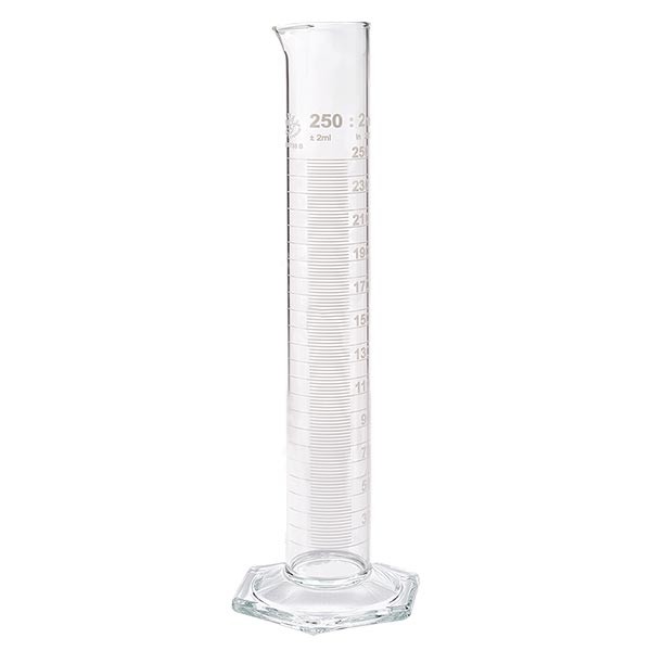 Maatcilinder 250ml wit maatverdeling hoog model ISO 4788 Maatcilinder 250ml wit maatverdeling hoog model ISO 4788