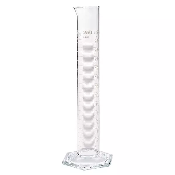 Maatcilinder 250ml wit maatverdeling hoog model ISO 4788