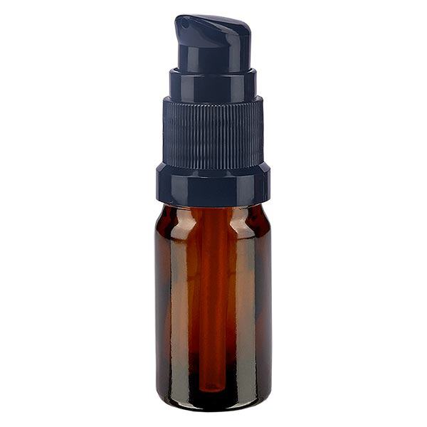 Bruine glazen flessen 5ml met zwart pompsluiting Bruine glazen flessen 5ml met zwart pompsluiting