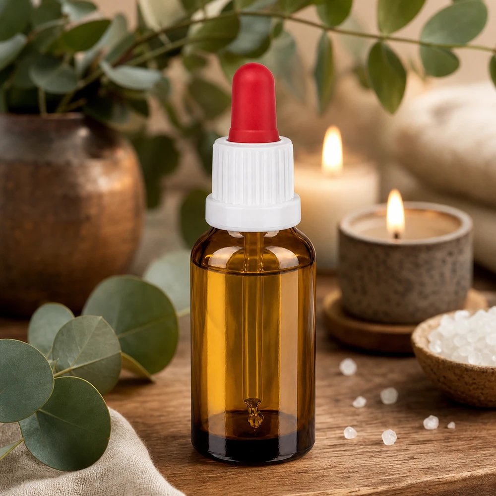20ml pipetfles wit/rood OV BrownLine UT18/20 Lichtbeschermende glazen fles 20ml met pipetsysteem voor gevoelige vloeistoffen