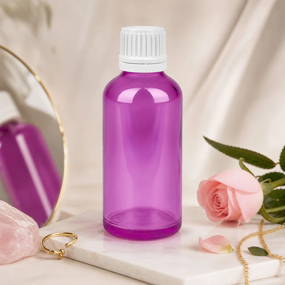 50ml fles 11mm schroefdop wit originaliteit schroefdop PurpleLine UT18/50 Stijlvol 50ml cosmeticaflesje in paars, perfect voor doe-het-zelf natuurlijke cosmetica en oliën
