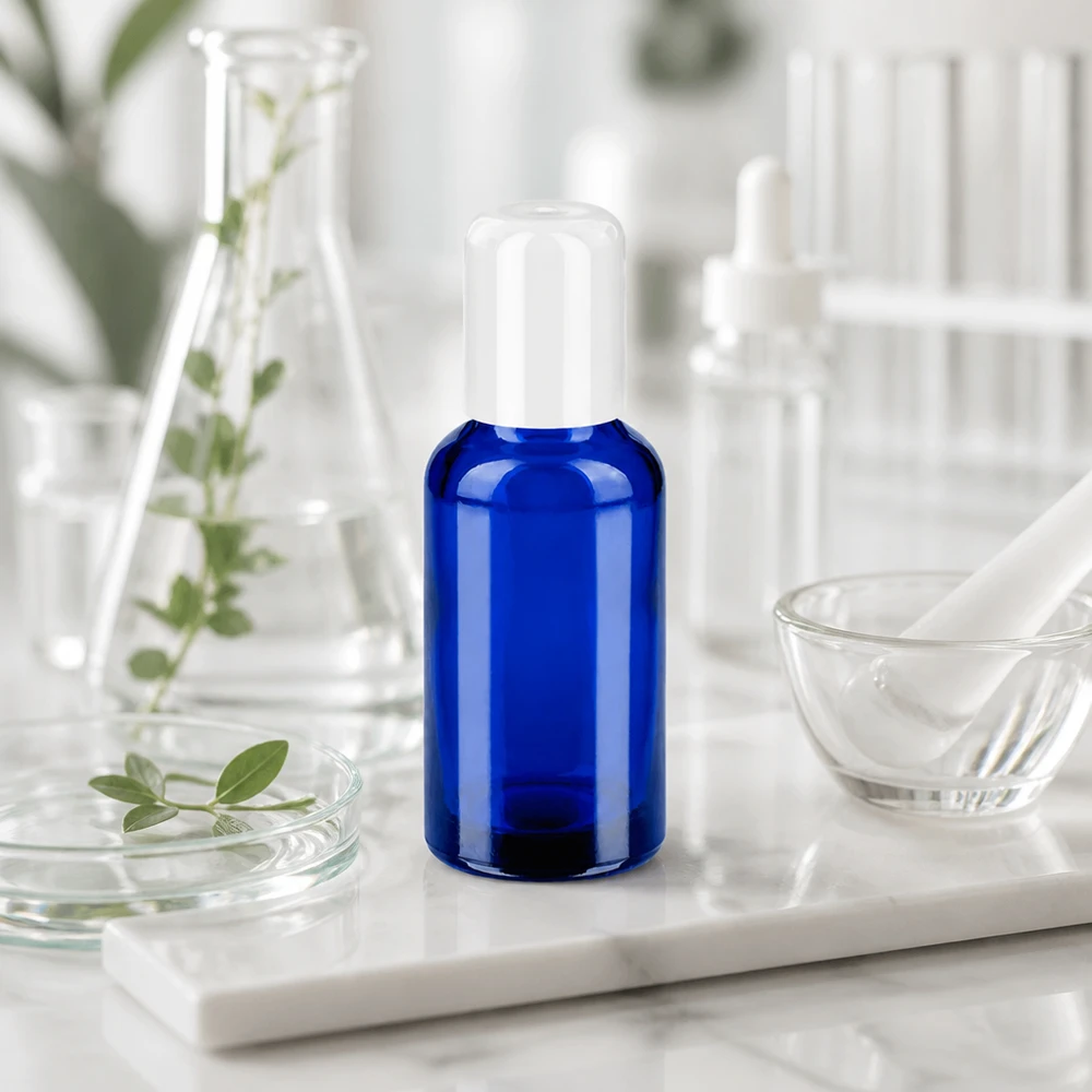 30ml roll-on flesje met witte dop, ideaal voor doe-het-zelf cosmetica en natuurlijke cosmetica