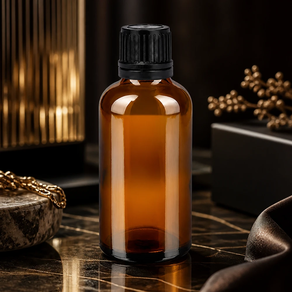 Amberkleurig glazen flesje van hoge kwaliteit 50 ml met UV-bescherming en veilige schroefdop voor laboratoriumtoepassingen