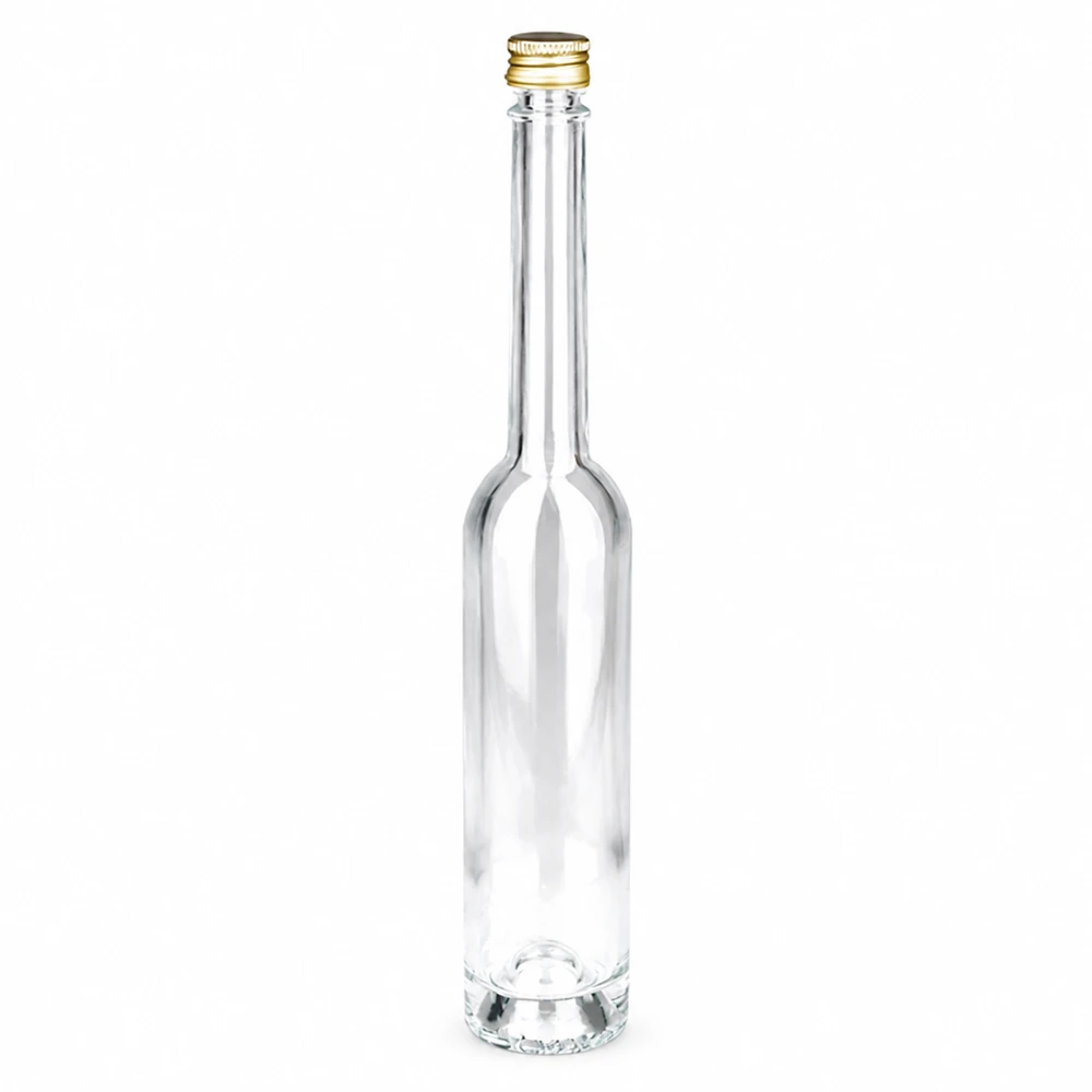 100ml glazen fles Toni met gouden schroefdop UNiTWIST - helder glas, slanke vorm, ideaal voor sterke dranken