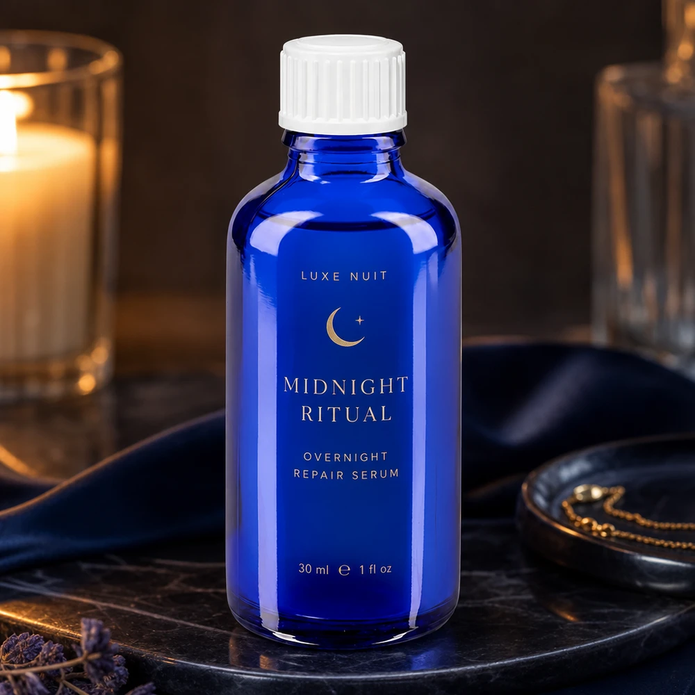 Apothekersflesje blauw 50ml schroefdop wit standaard Blauwe glazen druppelfles met kindveilige witte dop, geschikt voor cosmetische oliën