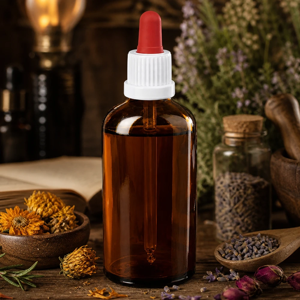 Amber glazen pipetfles 100ml UV-bescherming met ergonomisch ontwerp voor kruidenextracten