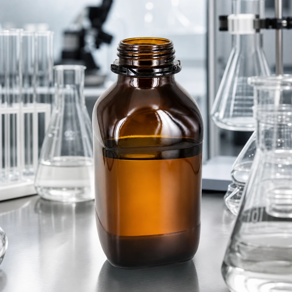 Professionele 1000ml chemiefles met amberkleurig glas voor optimale UV-bescherming