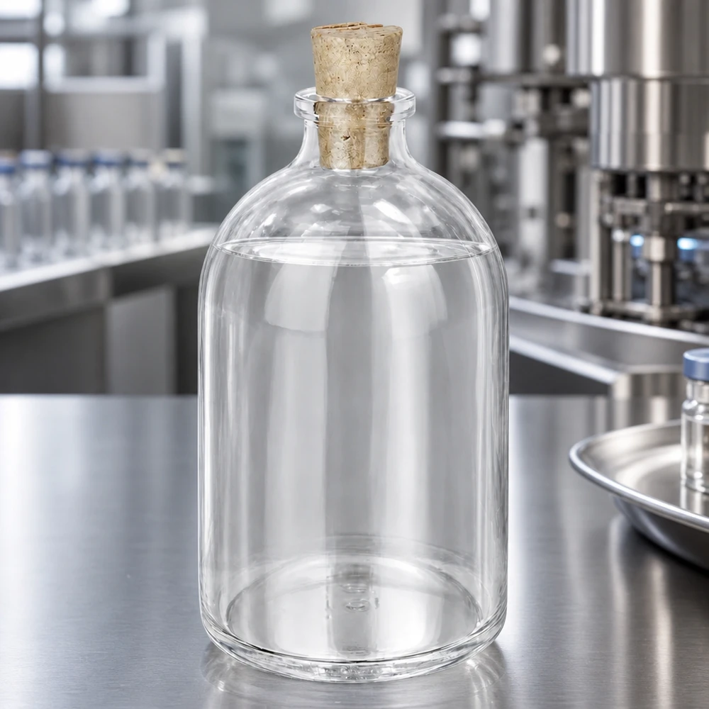 Injectiefles helder glas 100ml met kurk 11/14mm Zylindrische Flasche aus Klarglas 100ml Korken 11/14mm in Pharmaumgebung
