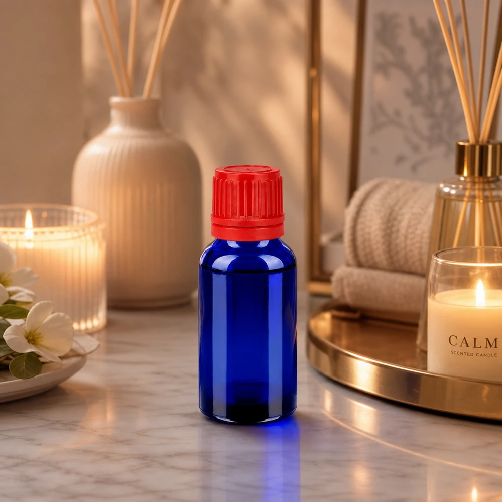 20ml flesje 11mm SV rood OV BlueLine UT18/20 Kleine glazen BlueLine 20 ml fles met originele rode dop voor nauwkeurig doseren