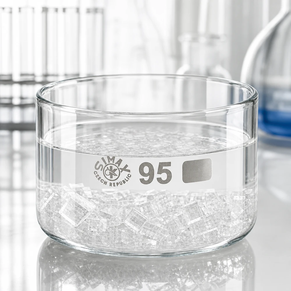Vlakke laboratoriumschaal Simax Czech Republic 300 ml, hittebestendig glas, chemisch bestendig