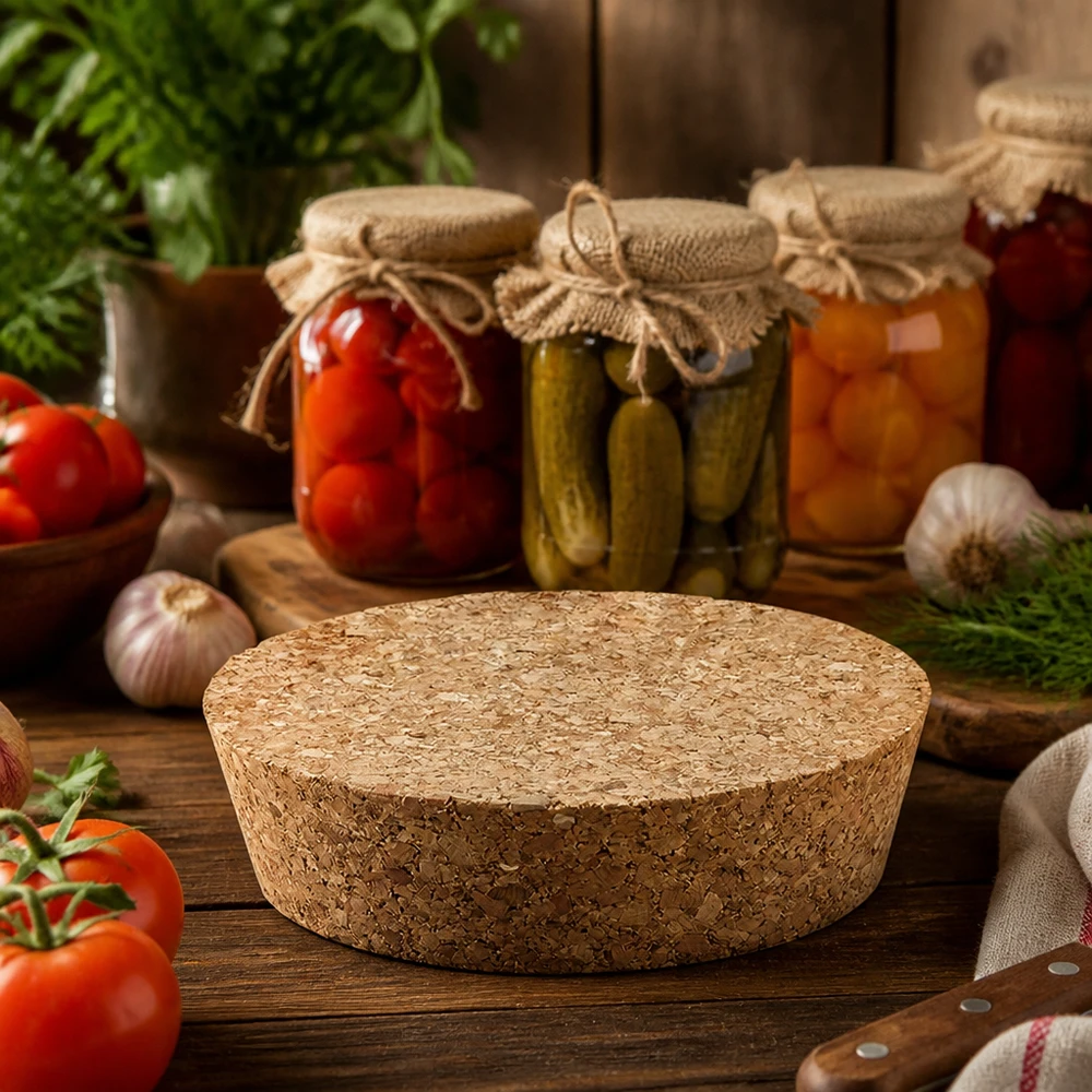 WECK kurkstop RR80 natuurlijke kurkstop in rustieke keuken met inmaakpotten groenten tomaten decoratieve toepassing
