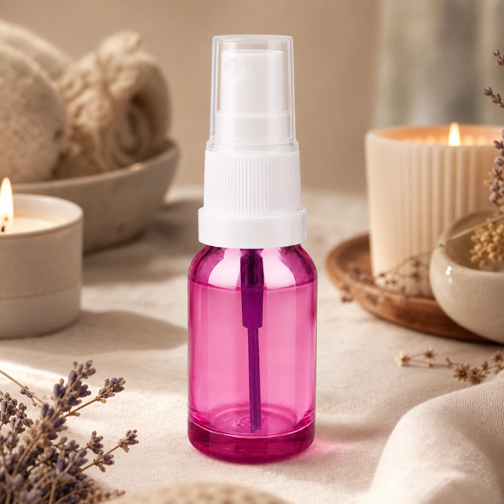 10ml spuitfles wit/transparant Standaard PurpleLine UT18/10 Navulbare 10ml sprayflacon met transparante paarse body voor zero waste levensstijl