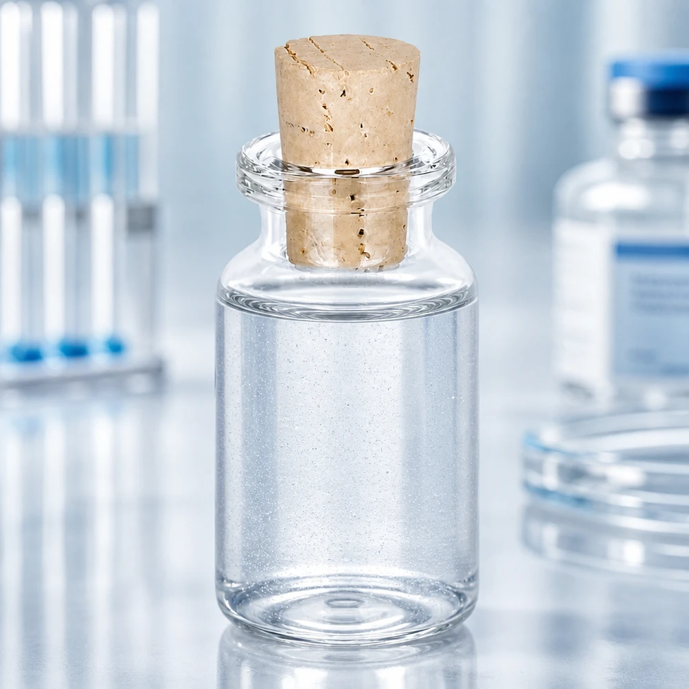 Injectiefles helder glas 10ml met kurk 11/14mm Unverzierte Klarglas-Aufbewahrungsflasche 10ml mit Korken 11/14mm und klarer Flüssigkeit