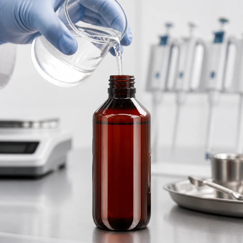 50 ml PET medicijnfles met verstuiver zwart GCMI 28/410 incl. dop transparant, standaard Kompakte 200ml PET Flasche in Bernsteinfarbe mit OV Verschluss für chemische und pharmazeutische Medien