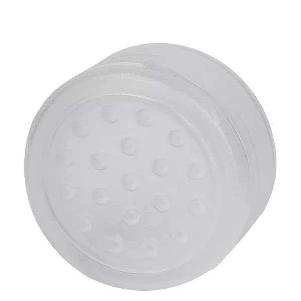 Zout/kruidenpot deksel met strooi-inzet wit - Totaal 19 gaatjes ø3.5mm. Draad 41mm. Klapscharnier. PP.