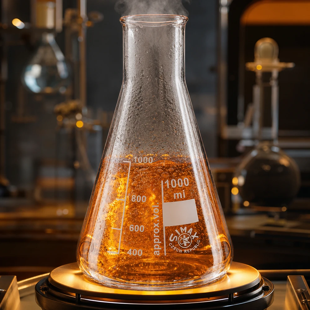 Erlenmeyer 300ml wijde hals borosilicaat met afgeronde rand Erlenmeyer 300ml wijde hals borosilicaat met afgeronde rand