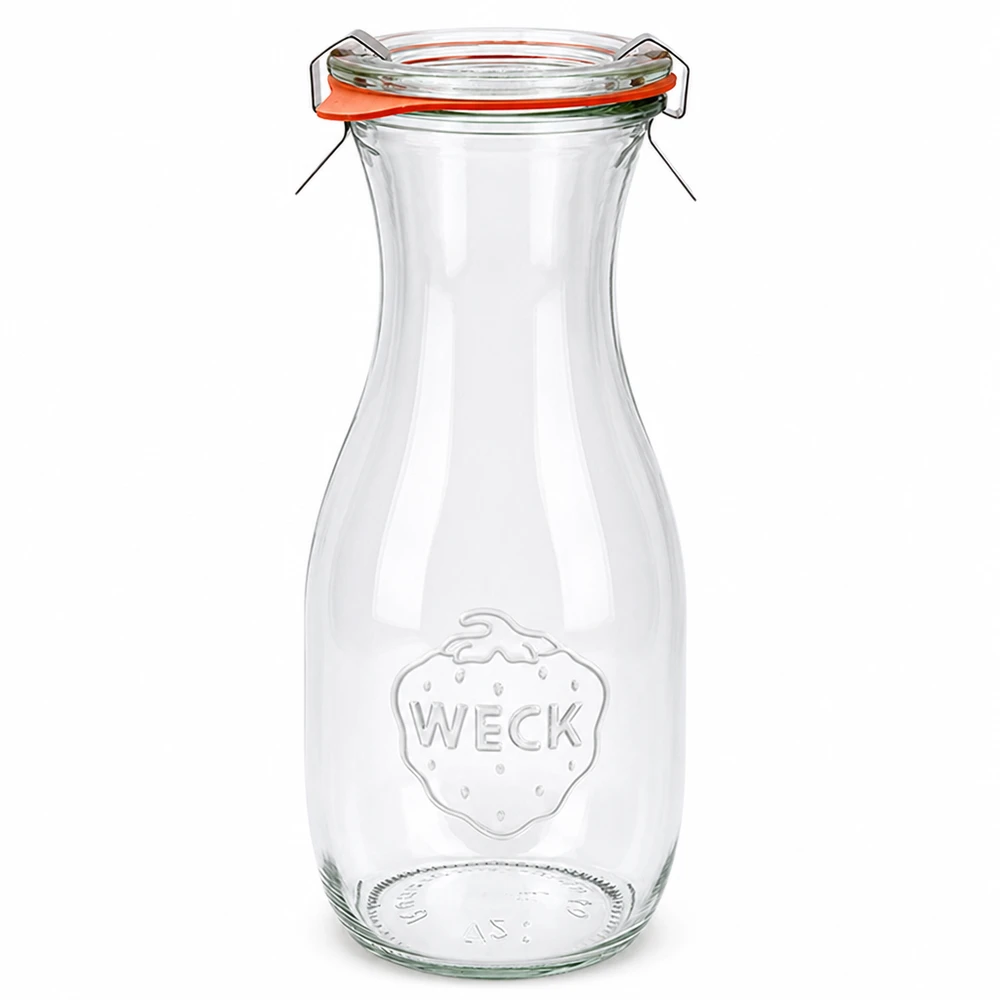 WECK sapfles 530ml met glazen deksel en rubberen ring RR60 inmaakpot voor sappen en dranken
