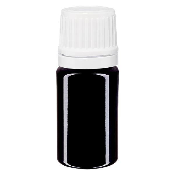 Violetglas fles 5ml DIN 18 met wit schroefsluitig VR Violetglas fles 5ml DIN 18 met wit schroefsluitig VR